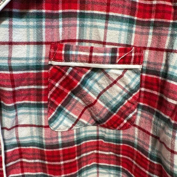 Gillian & O’Malley Red White  Plaid Flannel Pajamas Button Down Top Pants Sz L - Picture 3 of 16